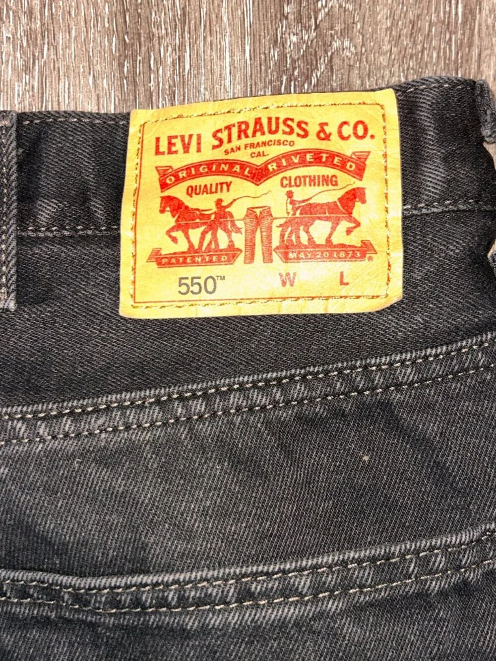 Levi's 550 Mens 48X29 Black Waterless Denim Jeans Pants Straight Fit